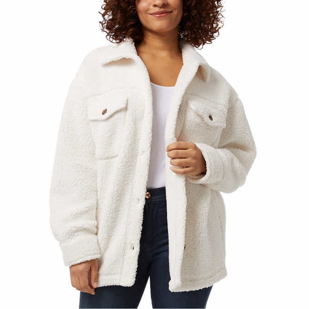 32 Degrees Ladies' Cream/White Cozy Shirt Jacket size M/L - Picture 2 of 8